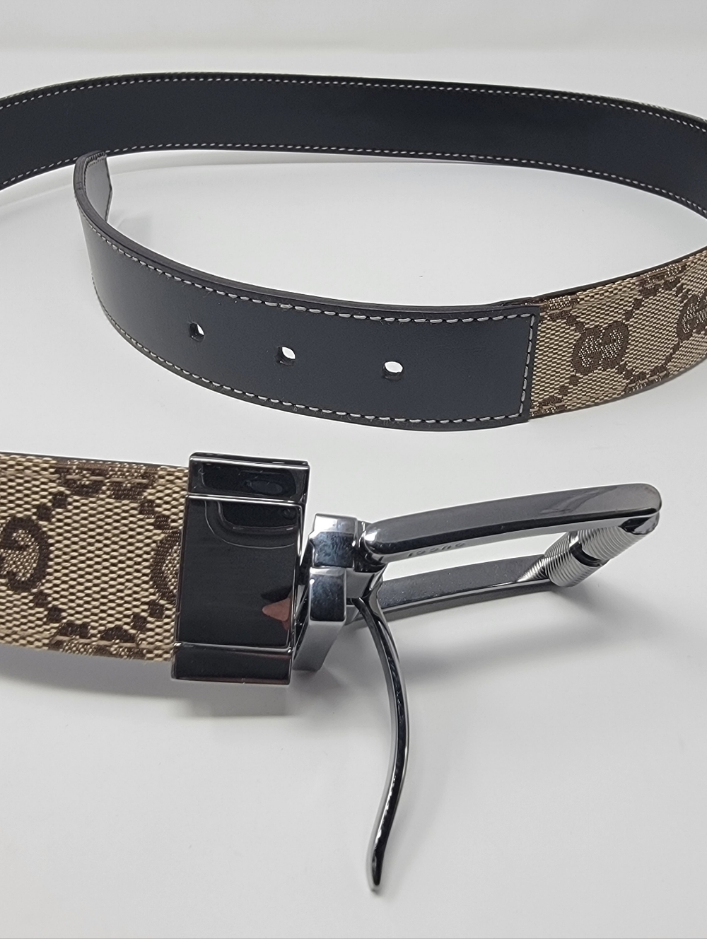 GUCCI GG Supreme Canvas Leather Belt Size 80cm.32inch - Picture 3 of 5